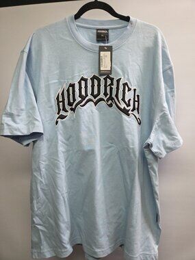Y2K Hoodrich T-Shirt Mens XL Blue Embroidered Ritual Extra Large Graphic Tee NWT